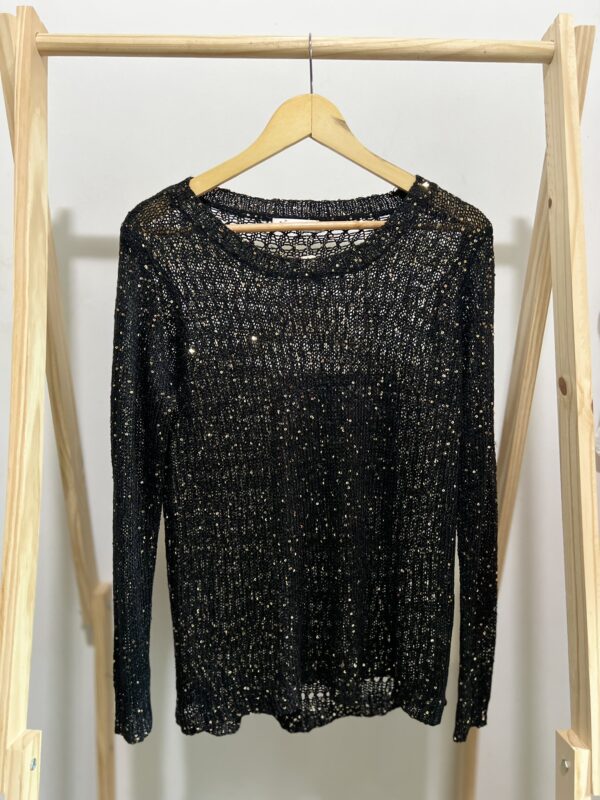 Blusa de manga longa paetê