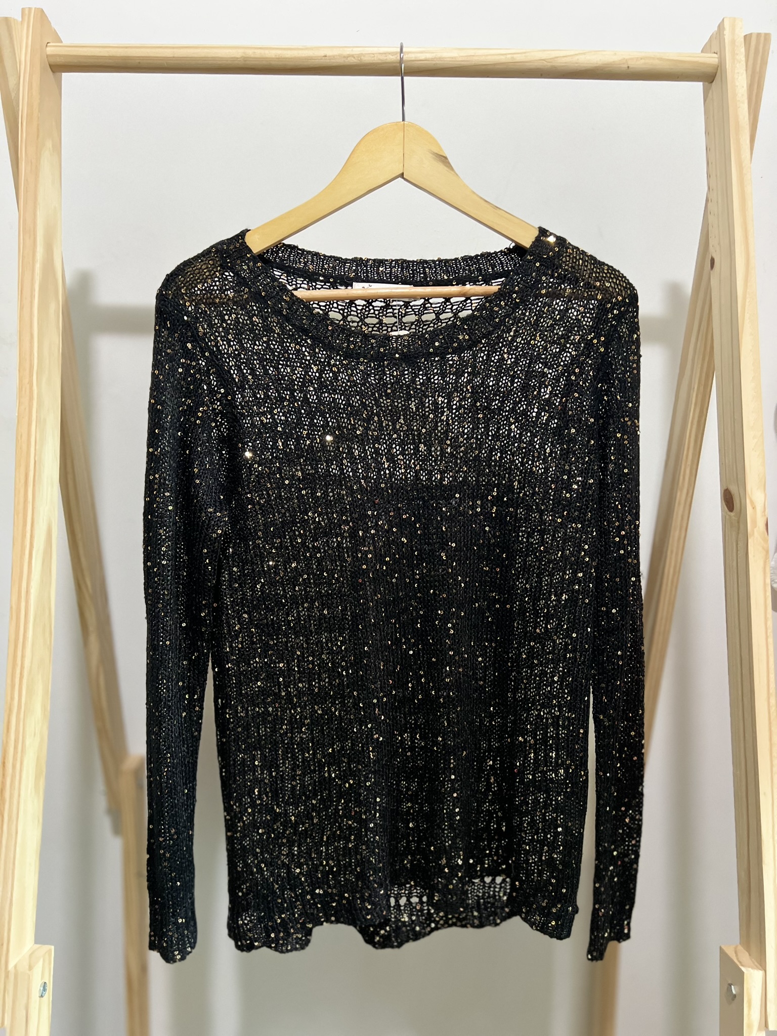 Blusa de manga longa paetê
