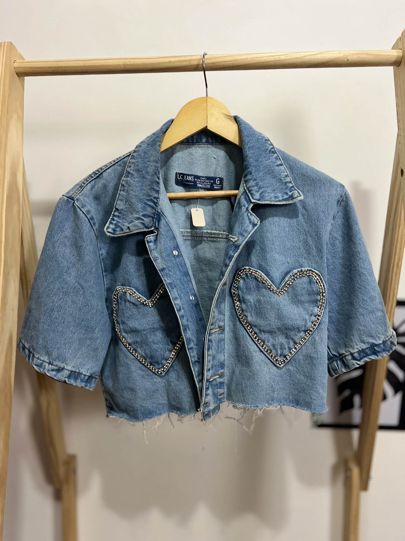 Colete jeans com coração
