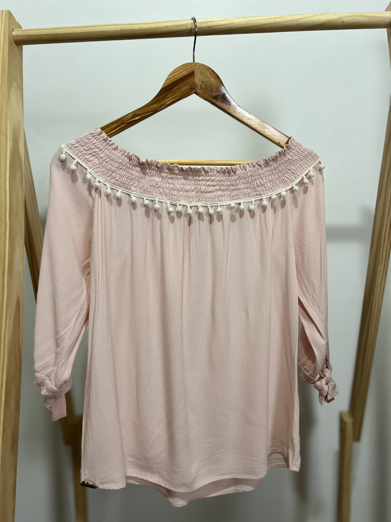 Blusa ciganinha rosa claro