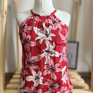 Regata vermelha estampada flores
