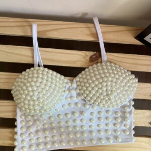 Cropped branco com pedras