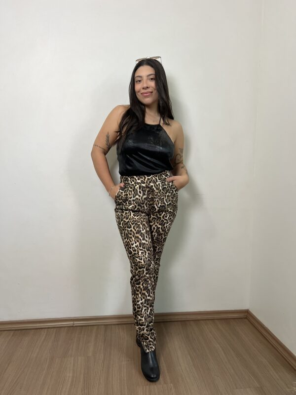 Calça de animal print com zíper - Imagem 2