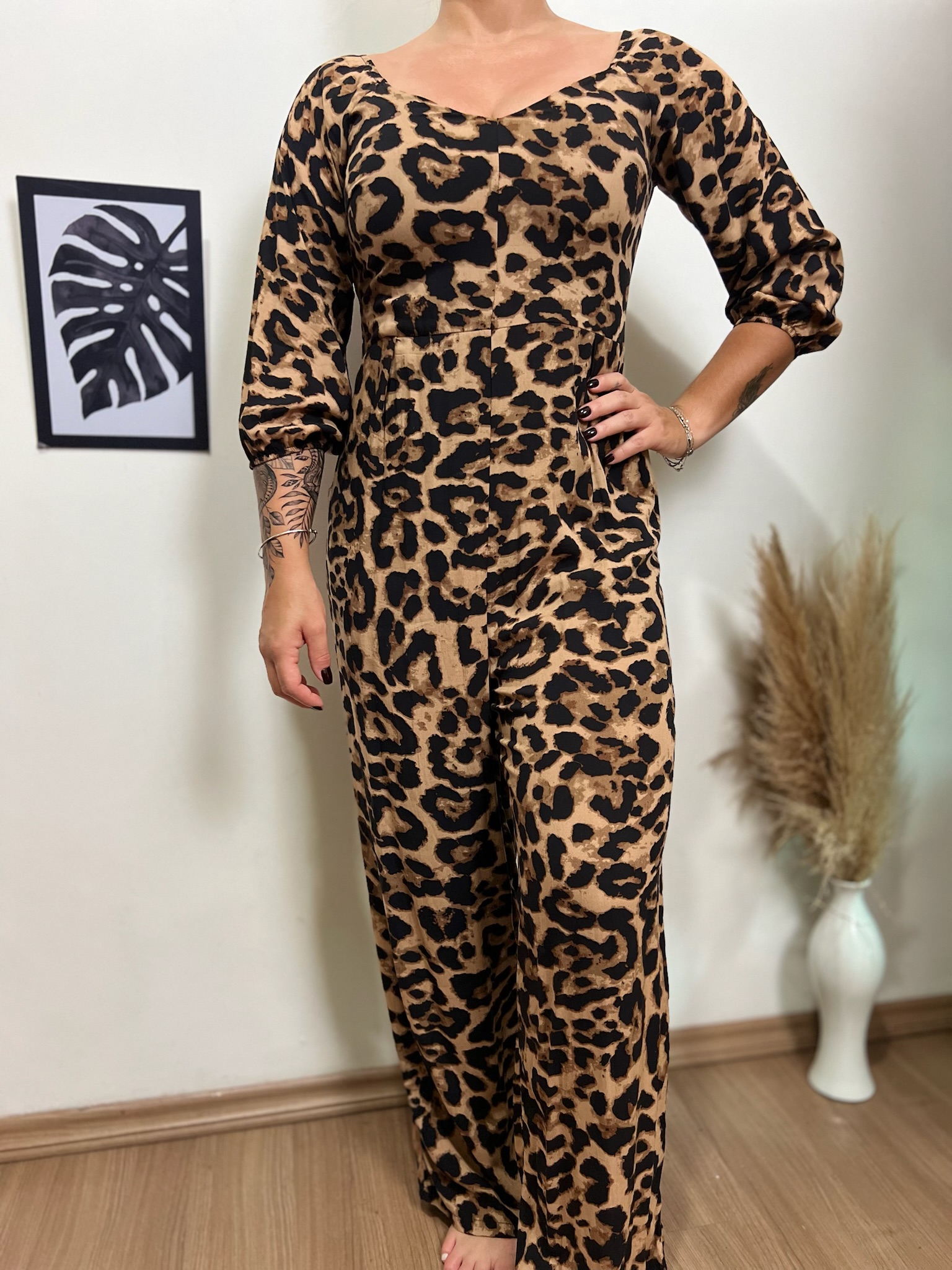 Macacão longo de Animal Print