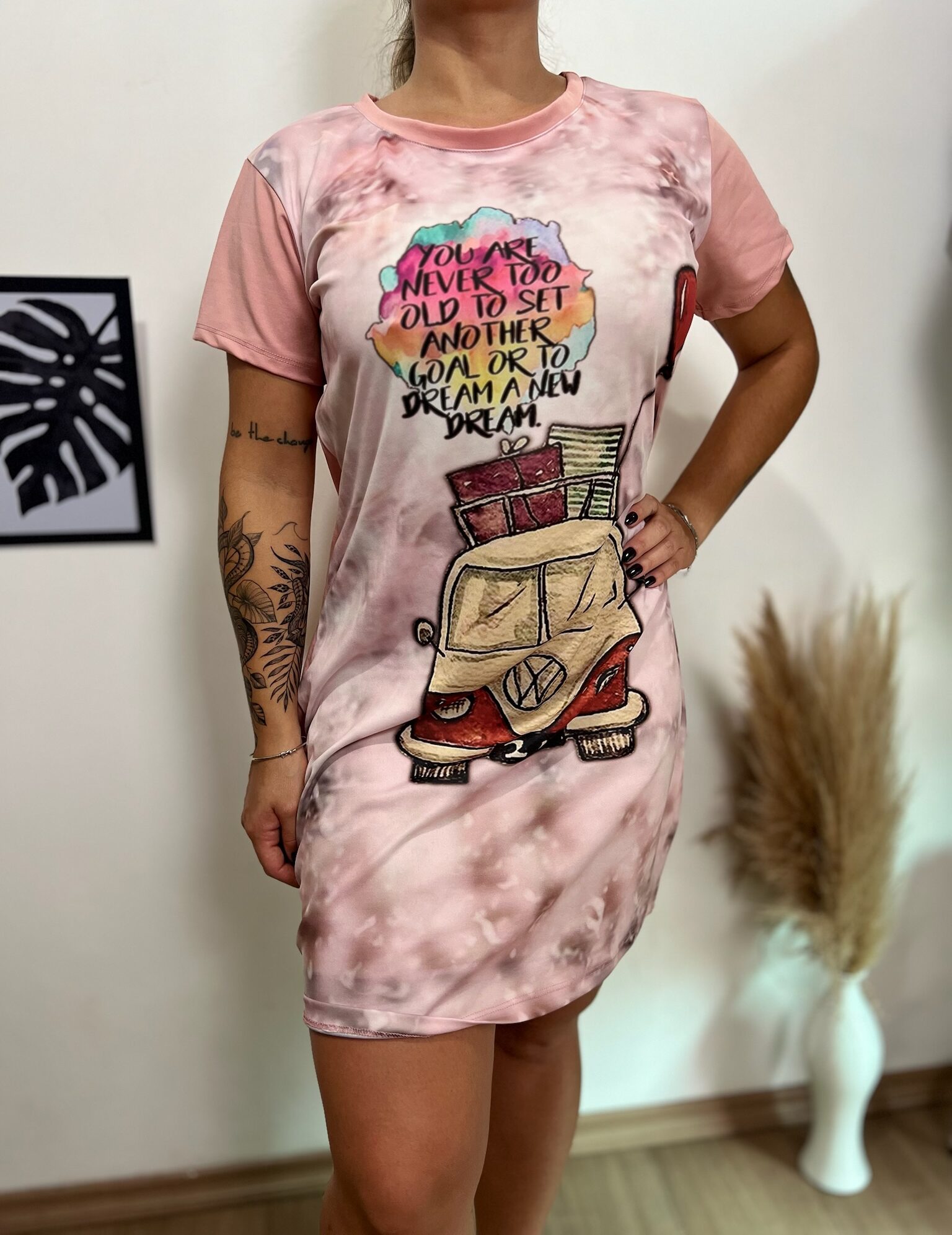 Vestido mídi rosa