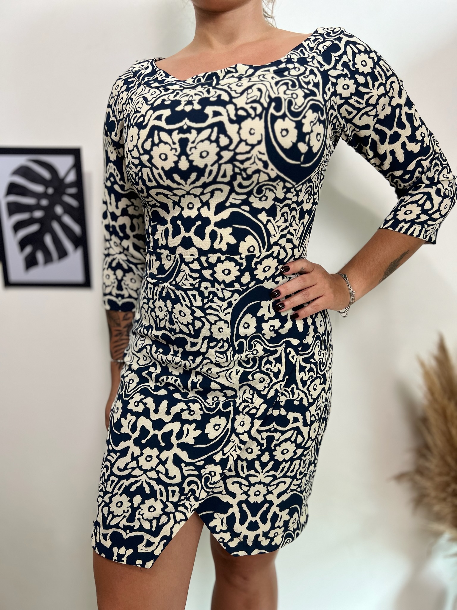 Vestido meia manga floral