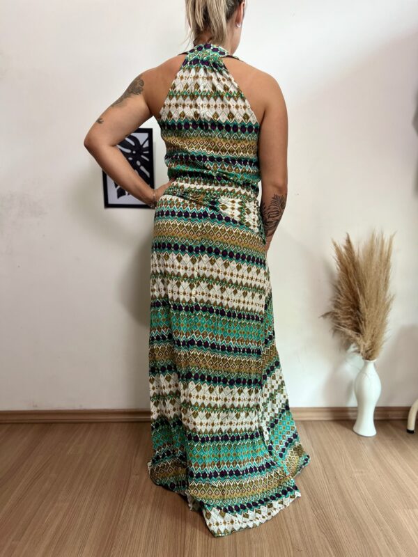 Vestido Envelope de amarrar estampado indiano - Imagem 2