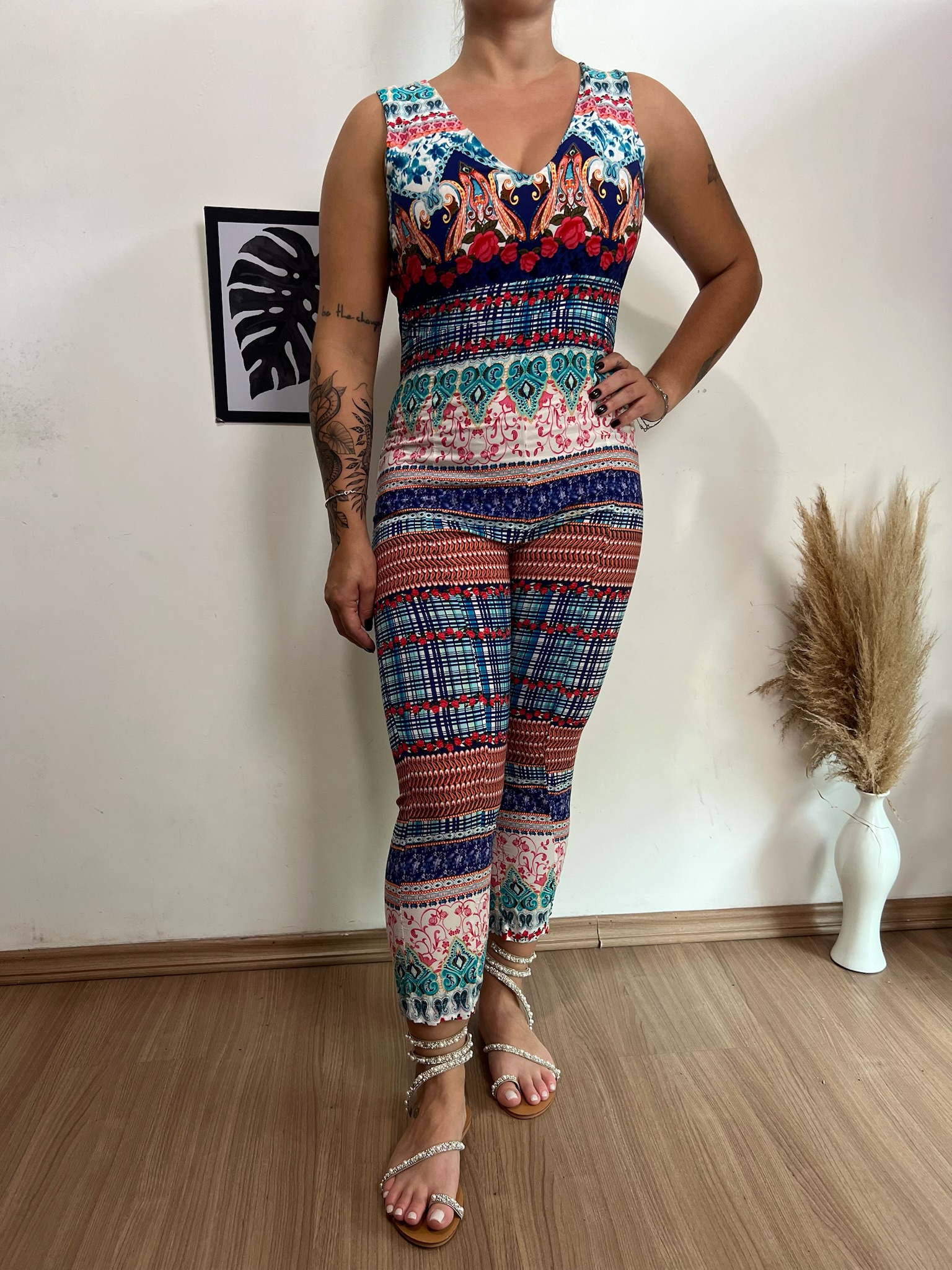 Macacão longo estampa indiana