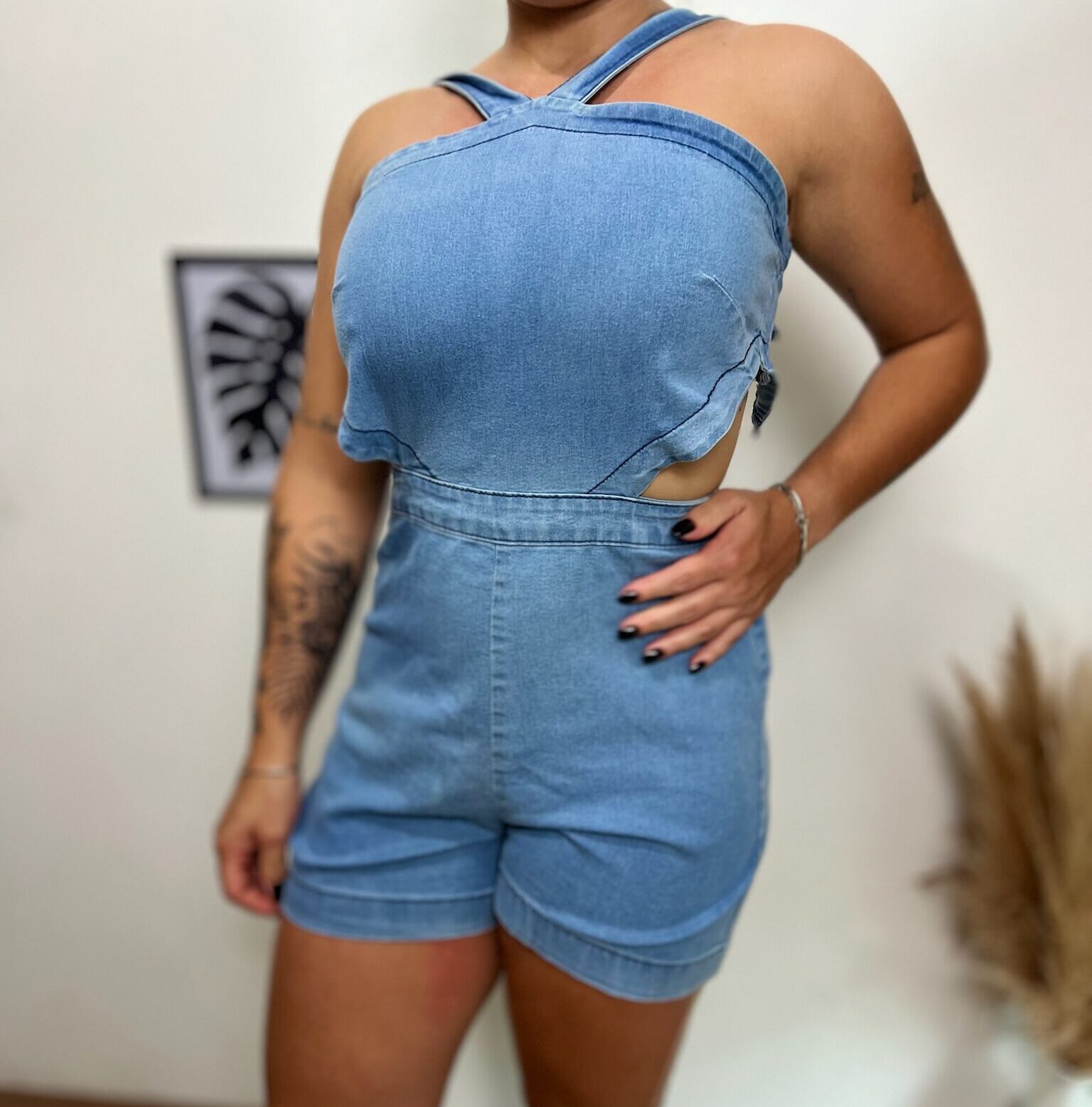 Macaquinho jeans regata
