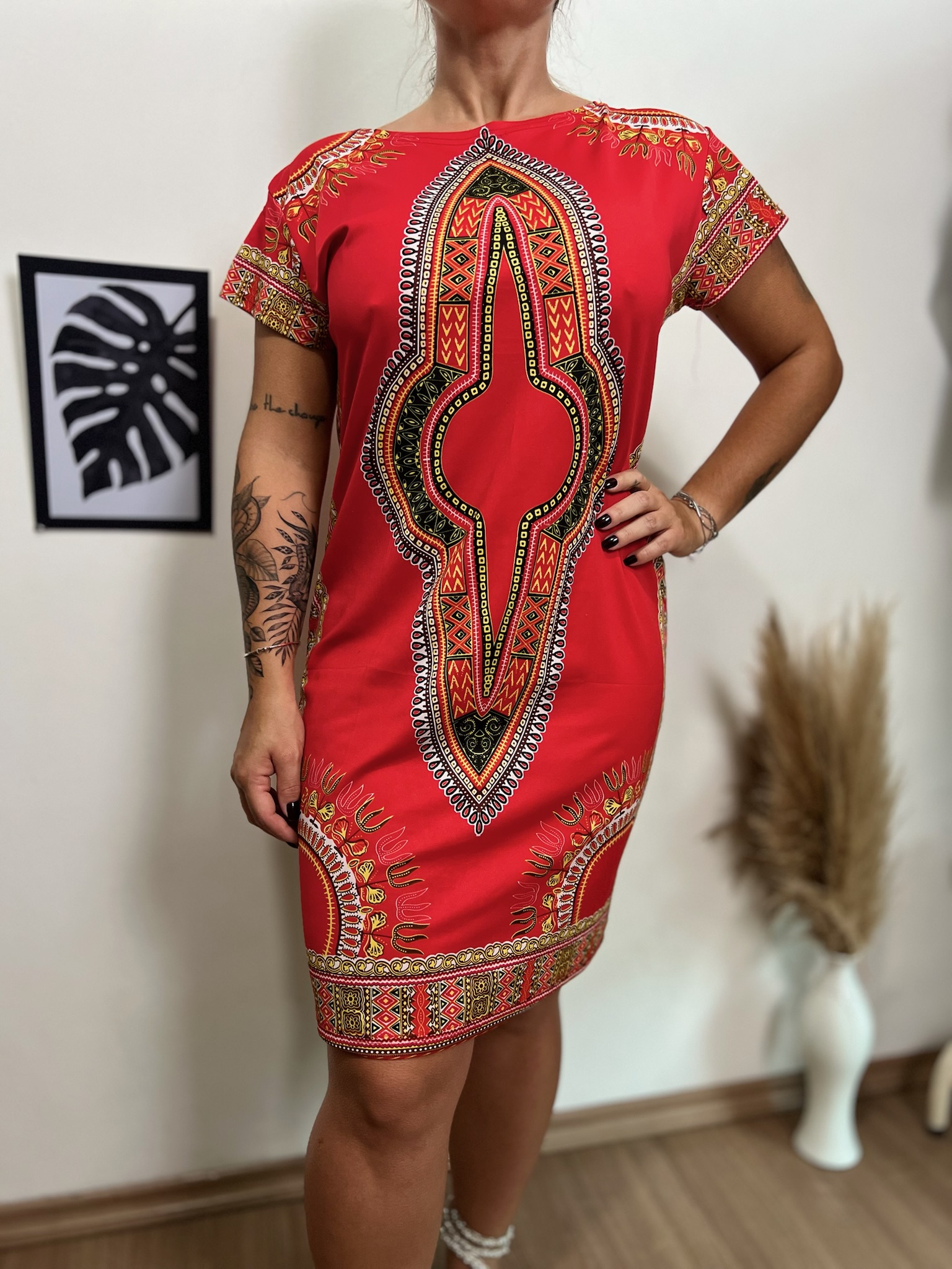 Vestido vermelho c/ estampa