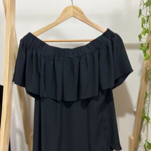 Blusa preta ciganinha tecido leve