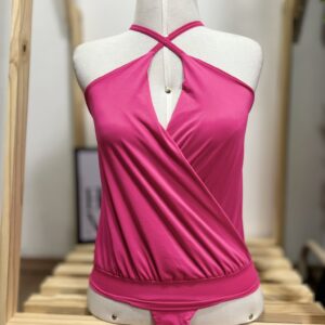 Body rosa trançado M decote