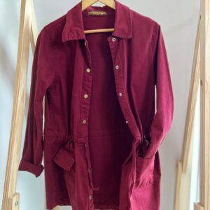 Parka casaco bordô longo
