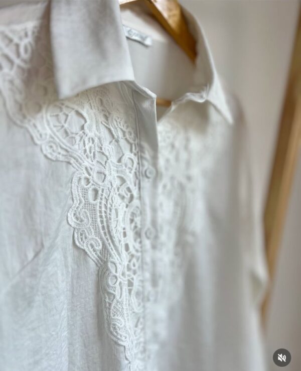 Camisa social branca com renda - Imagem 2