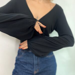Cropped manga longa 2 lados