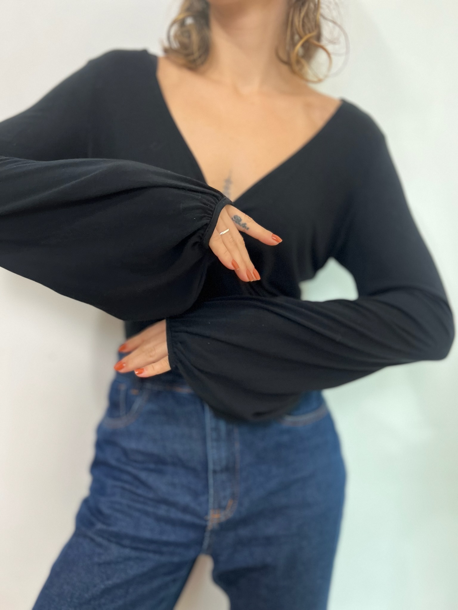 Cropped manga longa 2 lados