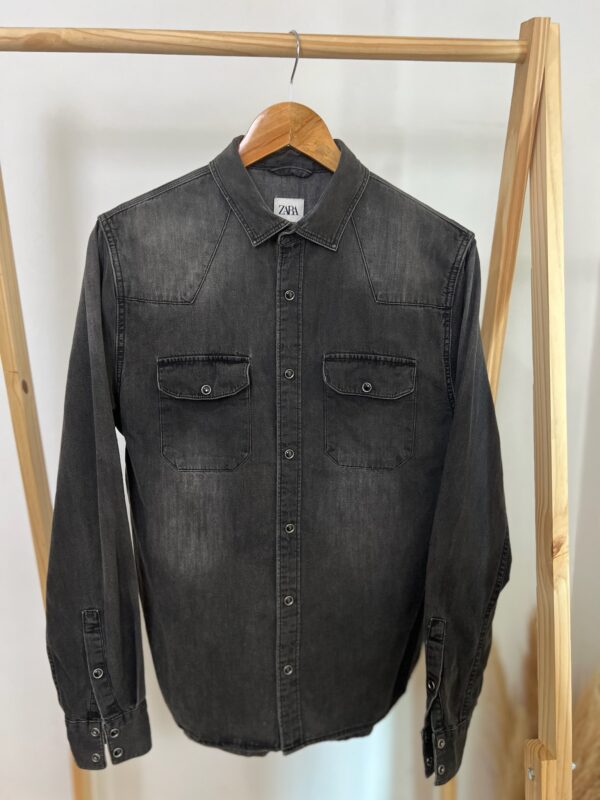 Camisa Jeans Preta Zara