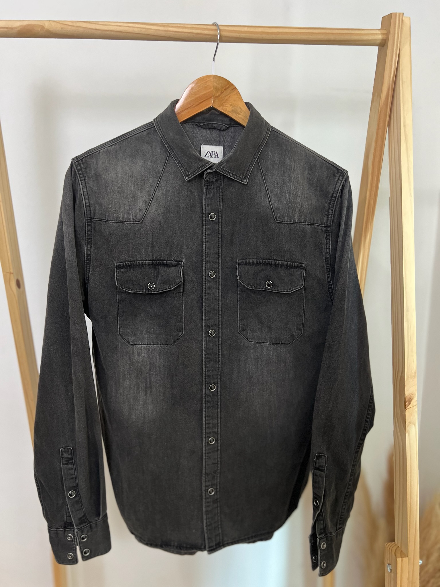 Camisa Jeans Preta Zara