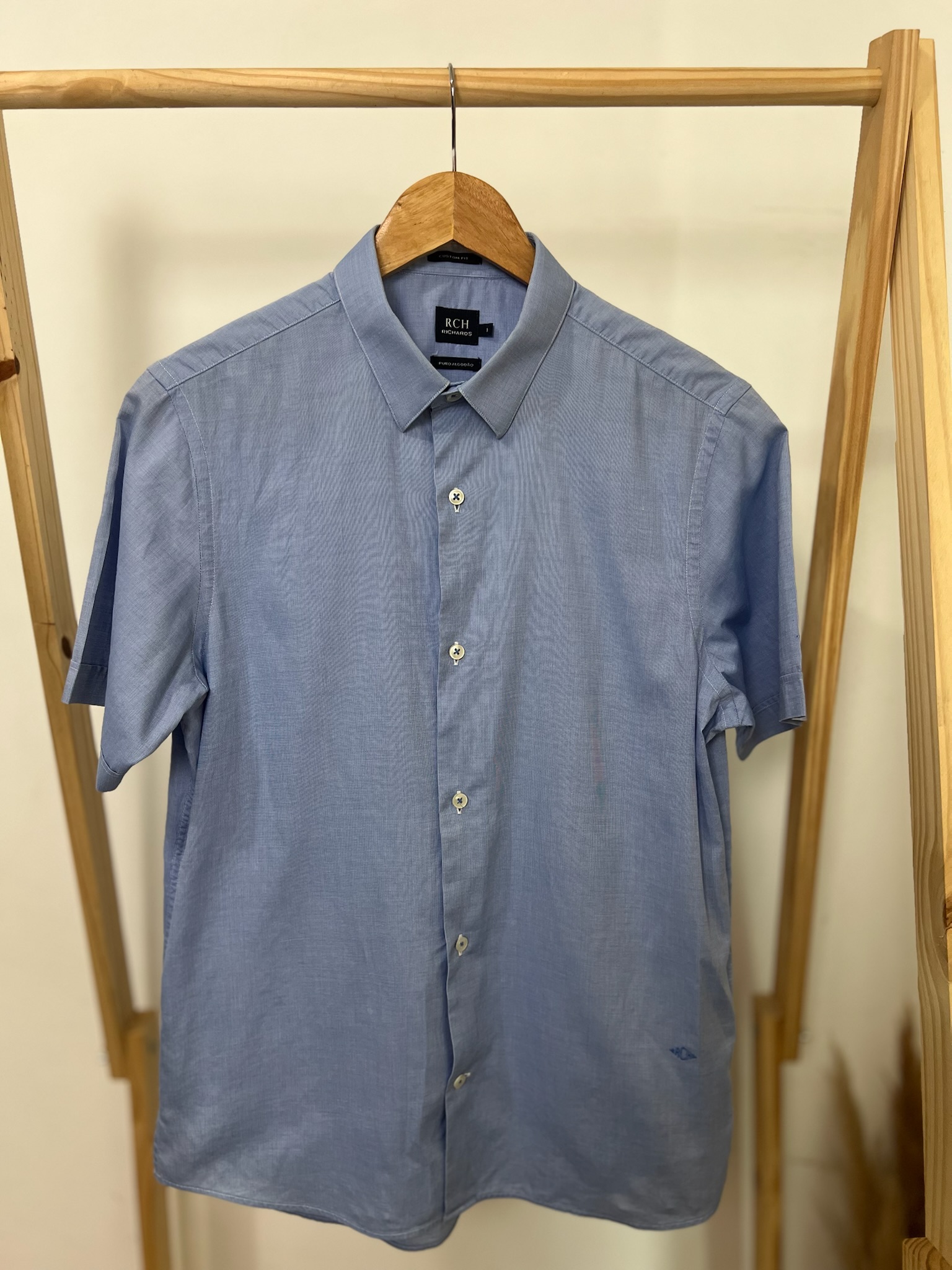 Camisa Azul Richard Puro Algodão