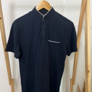 Camisa Gola Padre Azul Marinho Zara