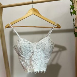 Cropped com renda branco