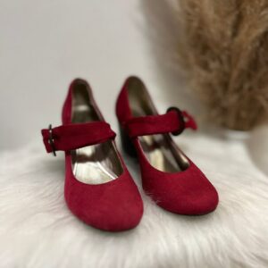 Peep Toe salto baixo vermelho Moleca