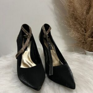 Scarpin Ramarim preto c/ dourado de brilho