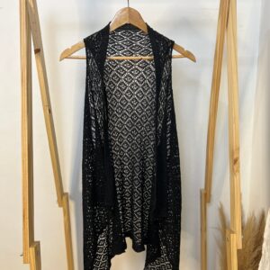 Kimono preto de crochê
