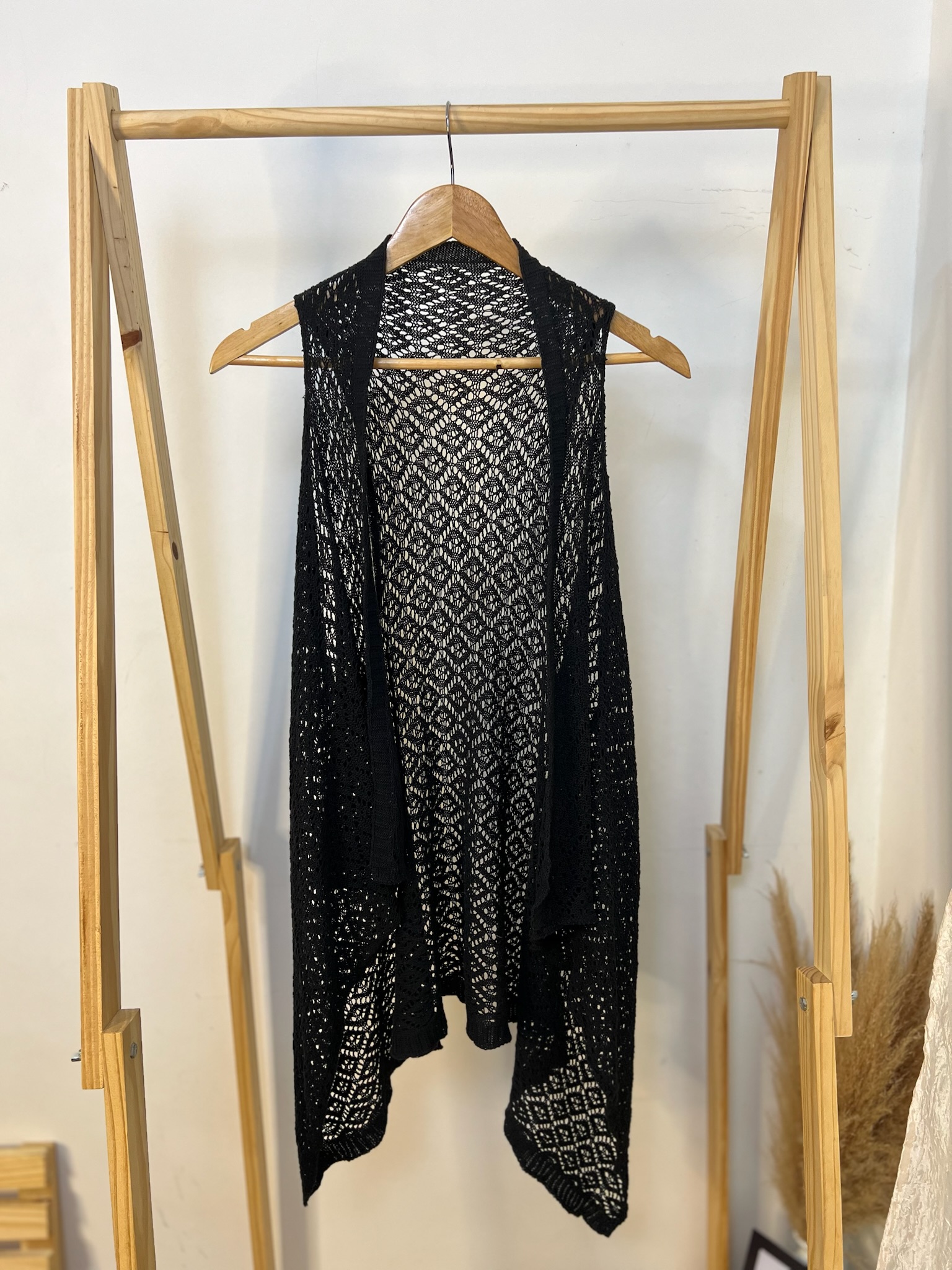 Kimono preto de crochê
